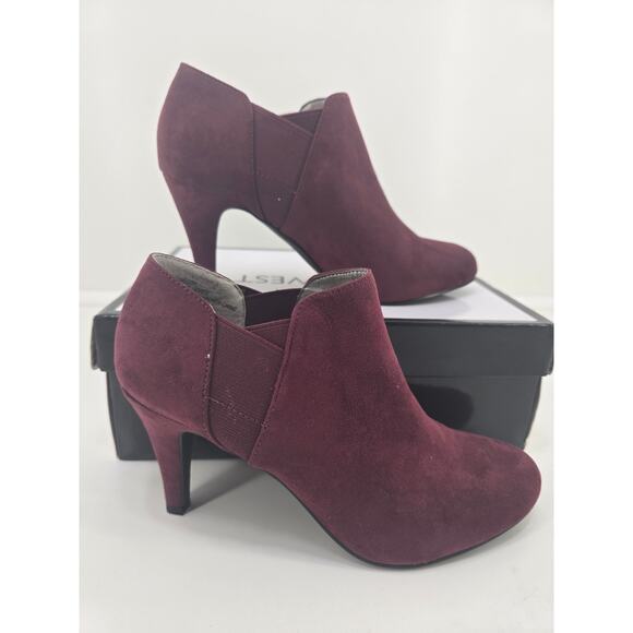Nine West Cameo3Y Cabernet Suede Booties Size 7.5M With Box - Picture 2 of 10